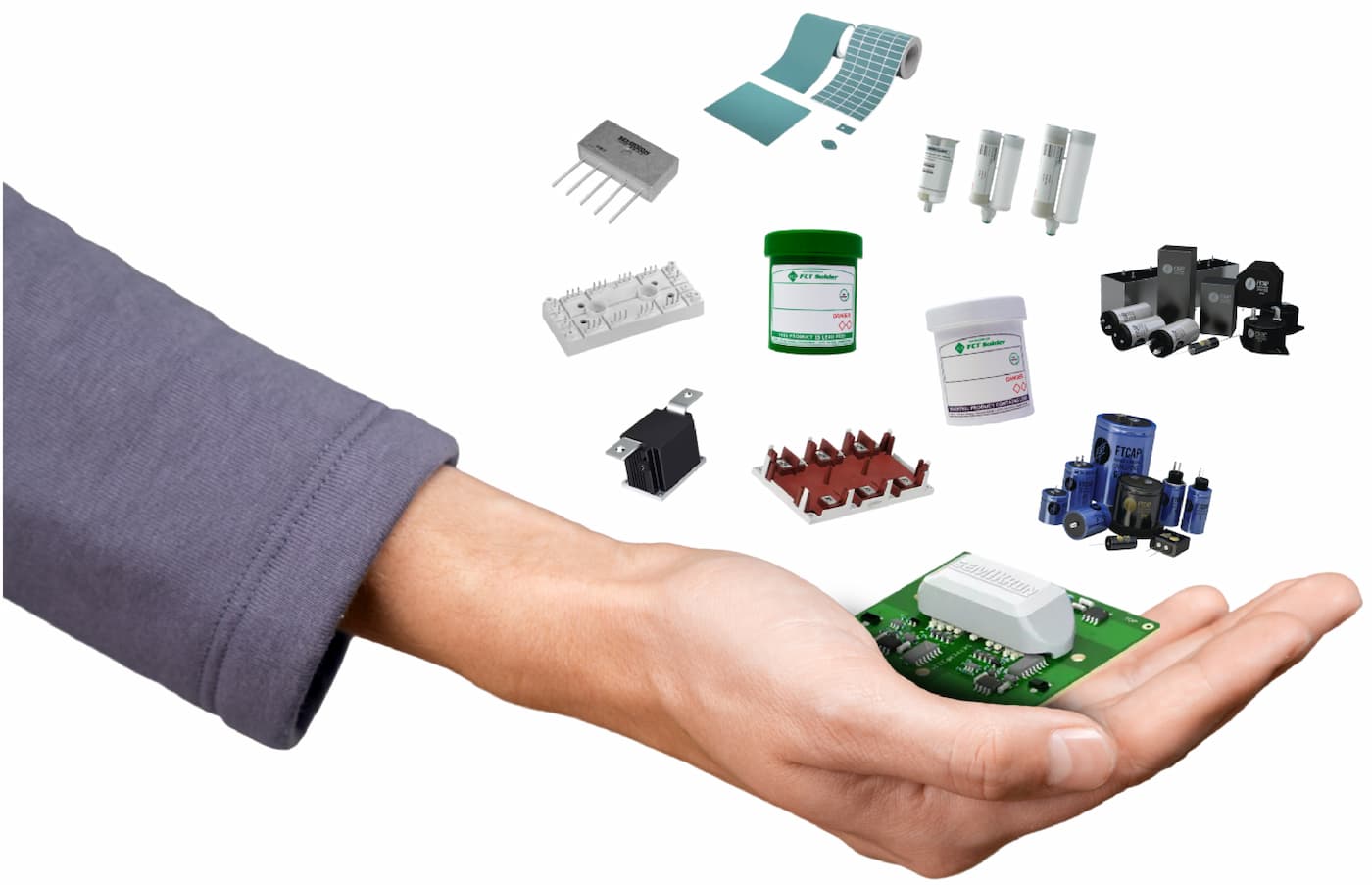 Große Produktauswahl von renommierten Herstellern wie Semikron oder Henkel.